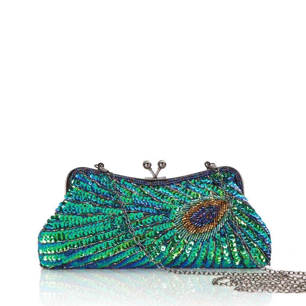 Vintage Flaer Pea Clutch Gatsby Sequined Evening Handbag 1920S Beaded :^)